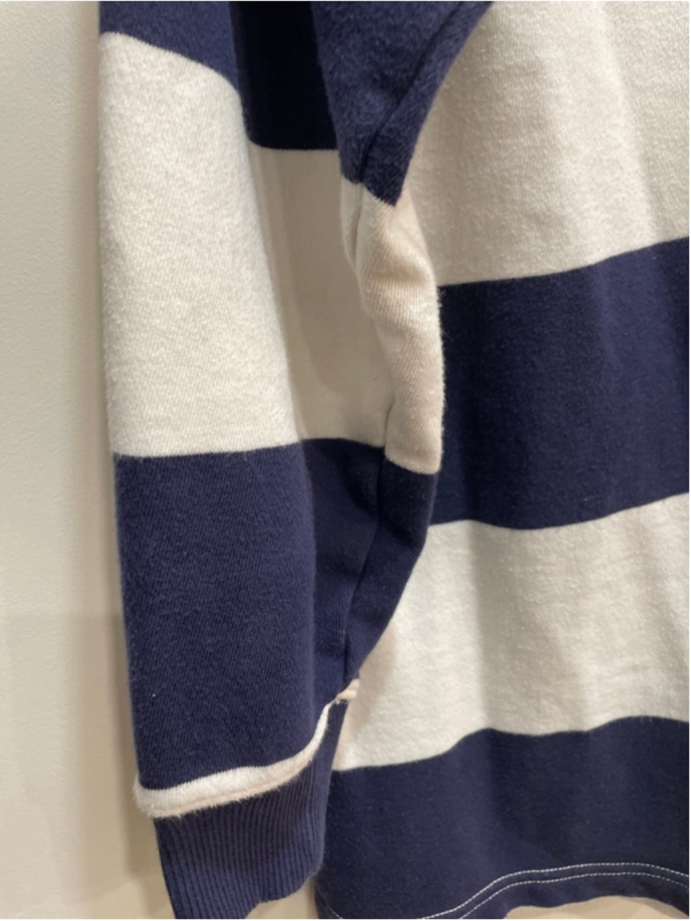 Aerie Long Sleeve Pep Rally Rugby Sweatshirt S Navy White Striped Preppy Coastal - Picture 3 of 7